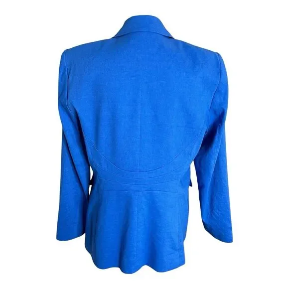 Kobi Halperin Jacket Womens Linen Blend One ButtonBlue Blazer Tencel Size Large - Picture 6 of 16